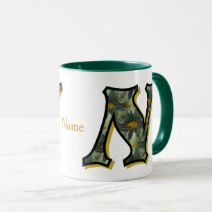Gänseblümchen-Monogramm Anfangsbuchstabe N Persona Tasse
