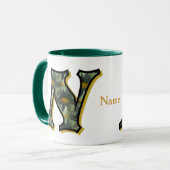 Gänseblümchen-Monogramm Anfangsbuchstabe N Persona Tasse (Vorderseite Links)