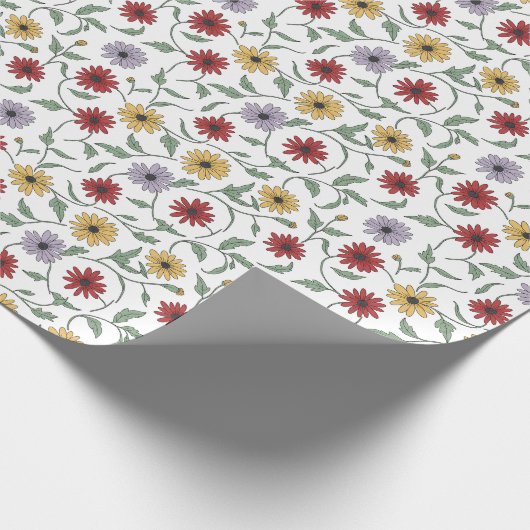 Gänseblümchen-Muster-Doodle-Stil mit Feder und Tin Geschenkpapier (Ecke)