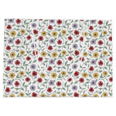 Gänseblümchen-Muster-Doodle-Stil mit Feder und Tin Große Geschenktüte (Rückseite)