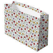Gänseblümchen-Muster-Doodle-Stil mit Feder und Tin Große Geschenktüte (Rückseite Schrägansicht)