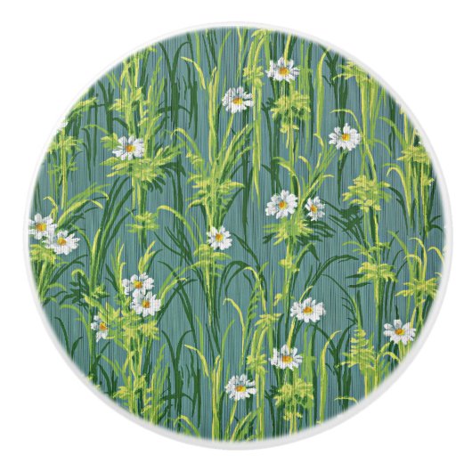 Gänseblümchen-Muster, grünes Muster, Keramikknauf (Vorderseite)