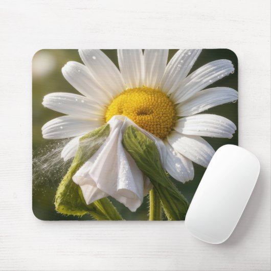 Gänseblümchen niest in ein Taschentuch Mousepad (Mit Mouse)