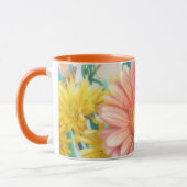 Gänseblümchen Orange Farbige Blumen Kunst Tasse (Links)