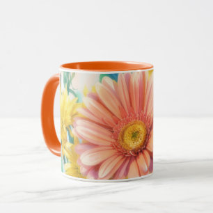Gänseblümchen Orange Farbige Blumen Kunst Tasse