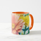 Gänseblümchen Orange Farbige Blumen Kunst Tasse (VorderseiteRechts)
