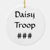 Gänseblümchen-Pfadfinder-Schlitten brünett Keramik Ornament (Hinten)