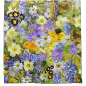 Gänseblümchen, Primel, Narzissen Blumen Duschvorhang (Vorderseite)