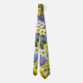 Gänseblümchen, Primel, Narzissen Blumen Krawatte (Rückseite)
