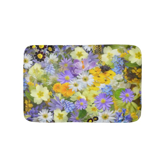 Gänseblümchen, Primel, Osterglocken Blumen Badematte (Vorderseite)