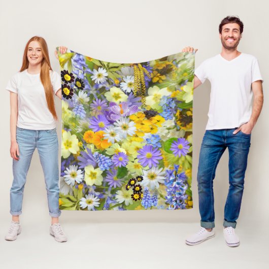 Gänseblümchen, Primel, Osterglocken Blumen Fleecedecke (Beispiel)