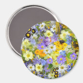 Gänseblümchen, Primel, Osterglocken Blumen Magnet (Vorderseite/Rückseite)
