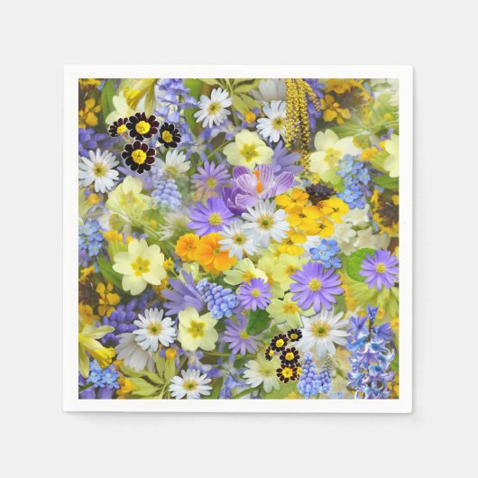 Gänseblümchen, Primel, Osterglocken Blumen Serviette (Vorderseite)