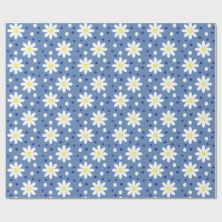 Gänseblümchen Punkte blau Geschenkpapier