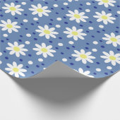 Gänseblümchen Punkte blau Geschenkpapier (Ecke)