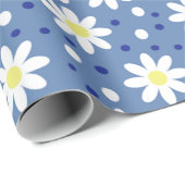 Gänseblümchen Punkte blau Geschenkpapier (Rolleneckpunkt)