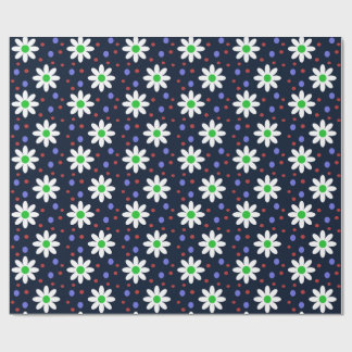 Gänseblümchen Punkte Navy Blau Geschenkpapier