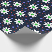 Gänseblümchen Punkte Navy Blau Geschenkpapier (Ecke)