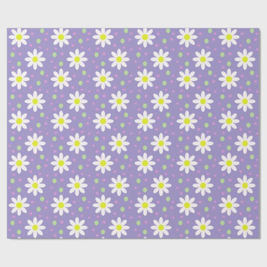 Gänseblümchen Punkte violett Geschenkpapier (Flach)