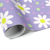 Gänseblümchen Punkte violett Geschenkpapier (Rolleneckpunkt)