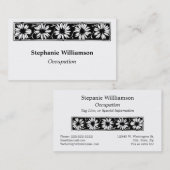 Gänseblümchen-Rebe-Blumen-Grenzschwarzweiss-Blumen Visitenkarte (Vorne/Hinten)