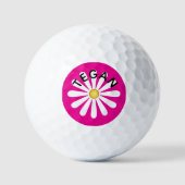 Gänseblümchen rosa Hintergrund Golfball (Vorderseite)