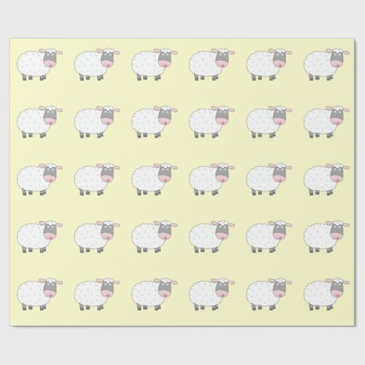 Gänseblümchen-Schafe Geschenkpapier (Flach)