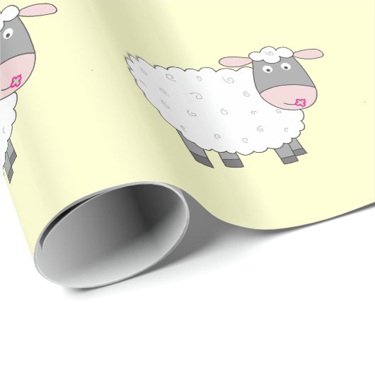 Gänseblümchen-Schafe Geschenkpapier (Rolleneckpunkt)