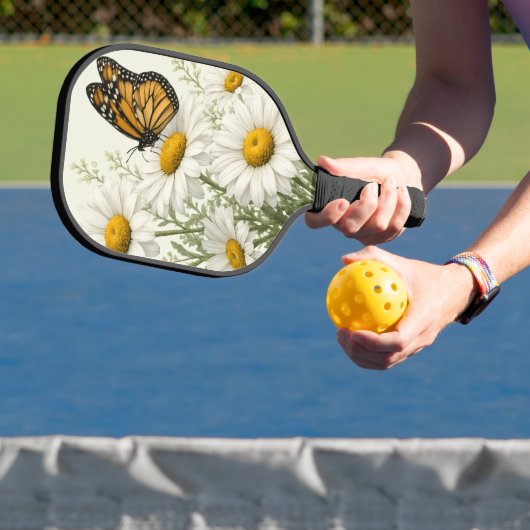 Gänseblümchen & Schmetterling blühen Pickleball Schläger (InSitu)