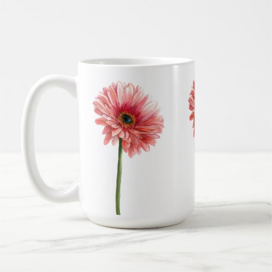 GÄNSEBLÜMCHEN schöne Aquarell-Gänseblümchen rosa  Kaffeetasse (Links)