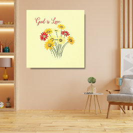 Gänseblümchen Sonnenblume Gott ist Liebe Leinwanddruck