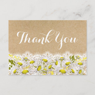 Gänseblümchen-Spitze-moderne rustikale danken Dankeskarte