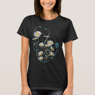 Gänseblümchen-Stethoskop Blumen Krankenpflegeschul T-Shirt
