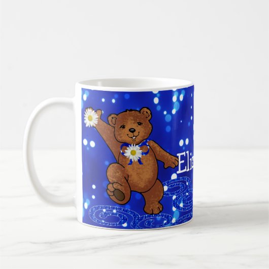 Gänseblümchen-Tanzen-Teddybär Kaffeetasse (Links)