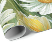 Gänseblümchen, Tulpen und Schmetterlinge Geschenkpapier (Rolleneckpunkt)
