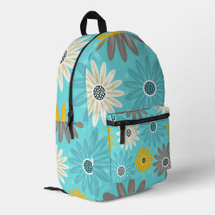 Gänseblümchen Türkis Blumen Muster Rucksack