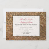 Gänseblümchen u. rosa Blumenstrauß u. Heu - Einladung (Rückseite)