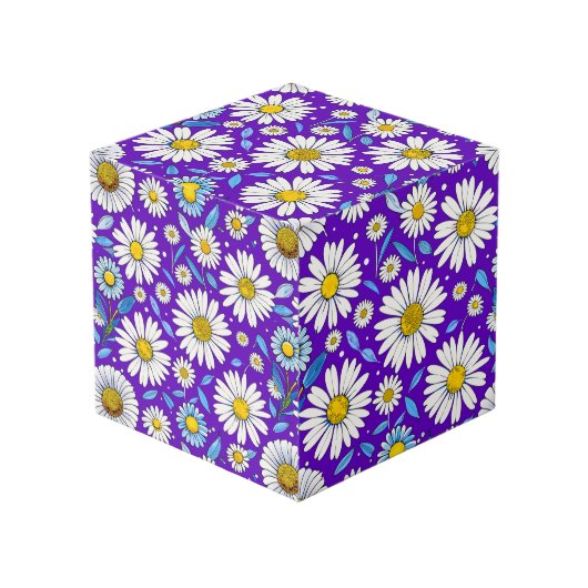 Gänseblümchen und Blätter Würfel (Vorderseite Schrägansicht)