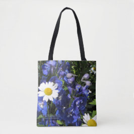 Gänseblümchen und Delphiniums. Larkspur Blau Tasche