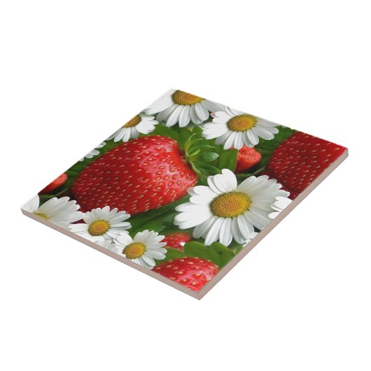Gänseblümchen und Erdbeeren Fliese (Seite)