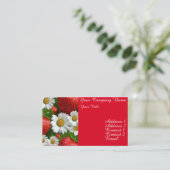 Gänseblümchen und Erdbeeren Visitenkarte (Stehend Vorderseite)