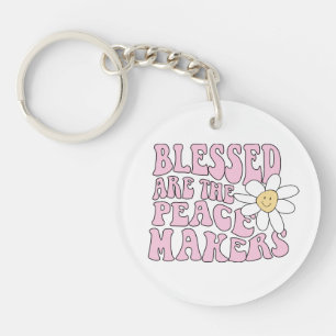 Gänseblümchen und Friedensstifter Slogan Schlüsselanhänger