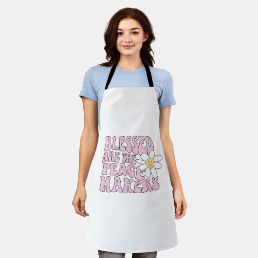 Gänseblümchen und Friedensstifter Slogan Schürze (Getragen)