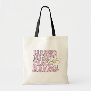 Gänseblümchen und Friedensstifter Slogan Tragetasche