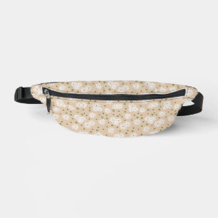 Gänseblümchen und Punkte - Weiß, Sand und Palmgrün Bauchtasche