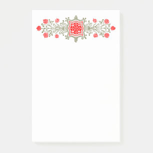 Gänseblümchen und Schild Rot Gold Florale Haftnoti Post-it Klebezettel
