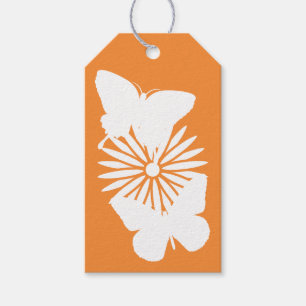 Gänseblümchen und Schmetterlinge in Orange Geschen Geschenkanhänger