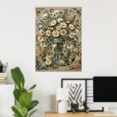 Gänseblümchen- und Wildblumenstrauß in gesticktem Poster (Heimbüro)