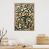 Gänseblümchen- und Wildblumenstrauß in gesticktem Poster (Küche)
