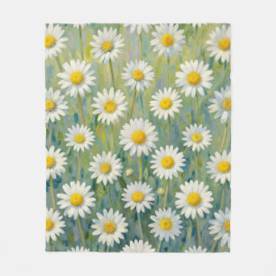 Gänseblümchen-Wiesen-Impressionistisches Blumenmus Fleecedecke